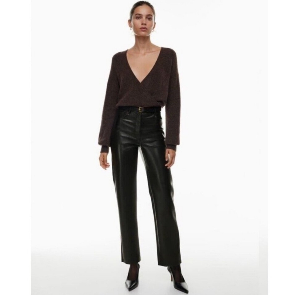 Wilfred Women's The Melina Super High-Waisted Vegan Leather Pants Size 0 Black